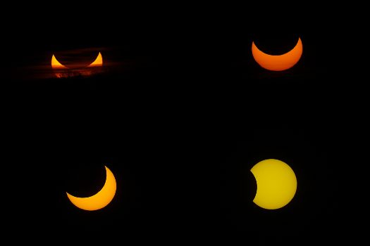 Phases successives de l'éclipse de soleil du 4 janvier 2011 Saplimoges, APN Canon EOS 40D + téléobjectif Canon Phases successives de l'éclipse de soleil du 4 janvier 2011 Saplimoges, APN Canon EOS 40D + téléobjectif Canon + bague active : f = 625 mm 