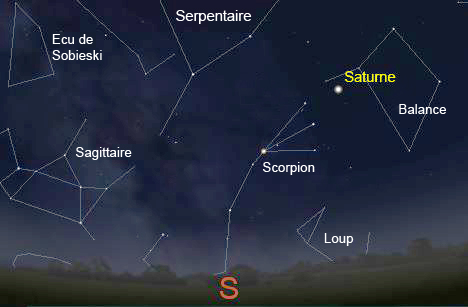 Saturne Stellarium 11 juillet 2015