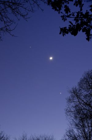 Rapprochement Jupiter Lune Vénus du 26 février 2012 (© 2012 Denis Lefranc, saplimoges)