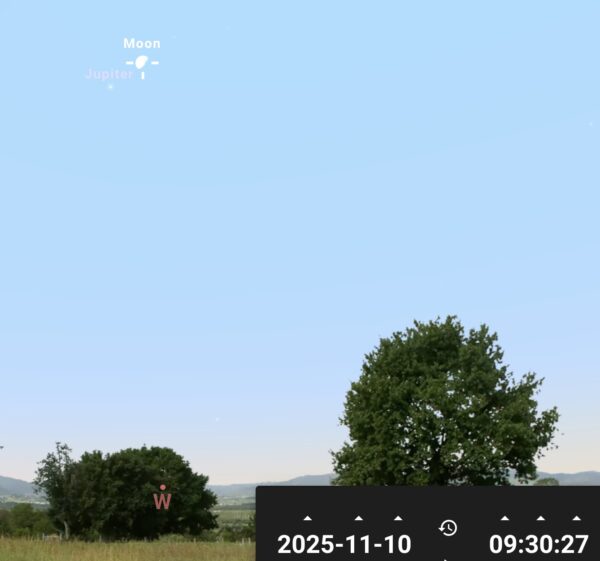 Position de Jupiter à 09h30 du 10 novembre.