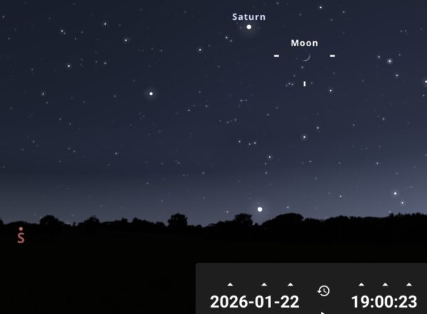 Conjonction de la Lune et Saturne. Les 22 et 23 janvier vous pourrez admirer l’évènement.  