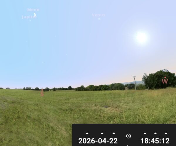 Position de la Lune et Jupiter dans la journée du 22 avril.