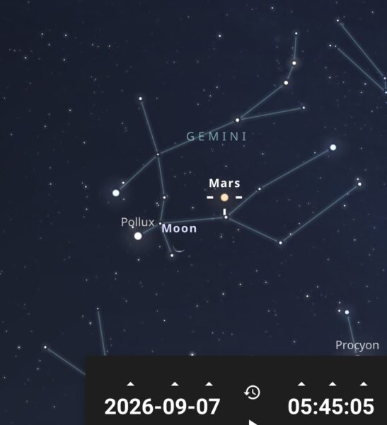 Conjonction Mars et la Lune